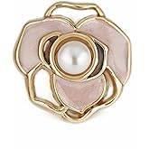 Craftisum 20 pcs Openwork Flower Faux Pearl Core Pink Enamel Petals Metal Shank Sewing Buttons - 18mm - 23/32"