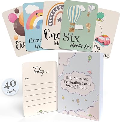 Tiny Trees 40 Baby Milestone Cards in Gift Box Unisex New Baby Gift