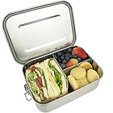 UPTRUST Leak Proof Stainless Steel Bento Container for Lunch, 40oz Bento Lunch Box for Kids or Adults, 3 Compartment Packing Box for Meal Fruit Snack (40OZ/1200ML)