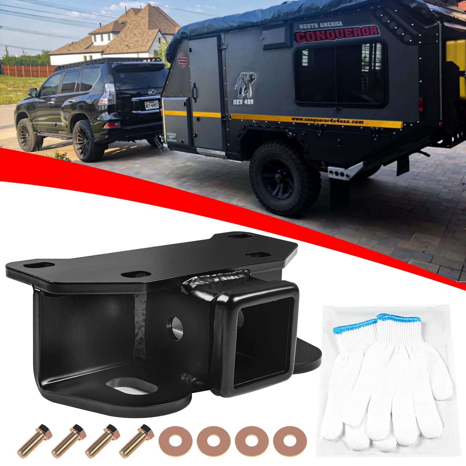 Photo 1 of ?2025 Upgraded? Class 3 Hitch Receiver Towing Hitch Receivers 2-Inch Trailer Hitch Receiver Compatible with Select Lexus GX460, Anti-Rust Gloss Black Powder Coat, Bouns Included