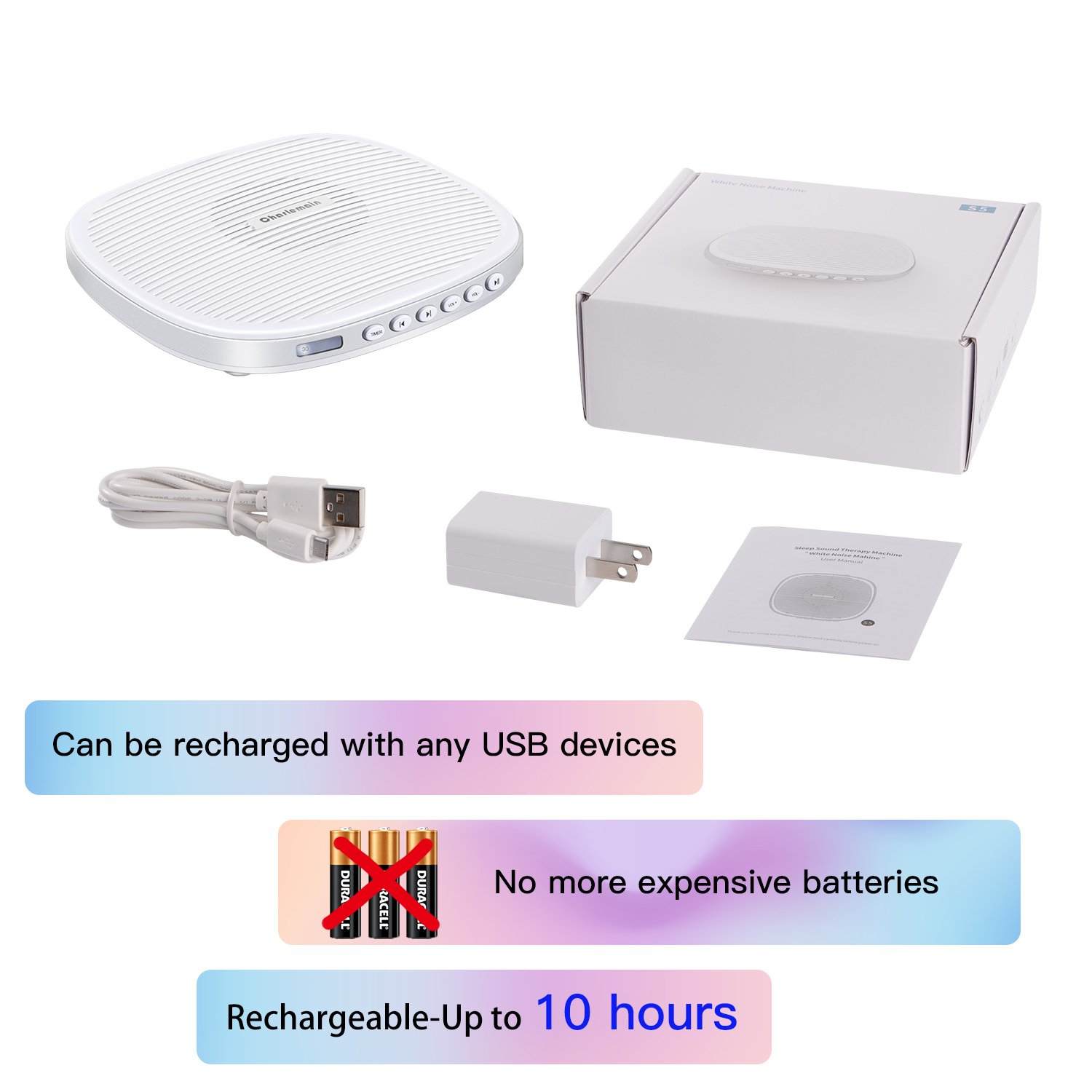 White Noise Machine, Yostyle Sleep Sound Machine, Spa Relaxation with 20 Soothing Sound, Memory Function and Sleep Timer for Baby, Kids, Adults, Infants with Natural Wind, Ocean Sound Effects