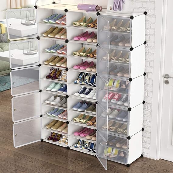 Aysis Portable Shoe Rack Organizer 90 Pair Tower Shelf Storage Stand Expandable for