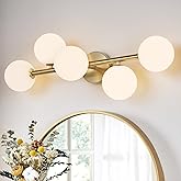 HONIEGG Bathroom Light Fixtures, Brushed Gold Bathroom Vanity Light Over Mirror with Milk White Glass Shades, Dimmable LED Wa