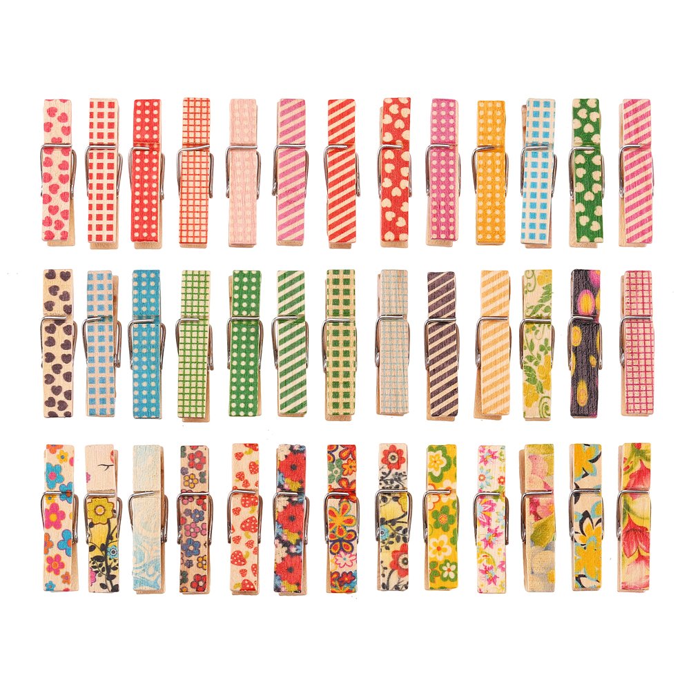 Photo 1 of DECORA 3.5cm/1.38in Colorful Painted Wood Clothespin 100 Pieces for Photo Clips Scrap Booking Crafts Gift Wrapping