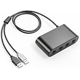GUETAD Gamecube Controller Adapter for Wii U, PC Windows, Nintendo Switch/OLED/Switch 2 Gamecube Converter, Support 4 Gamecube Controller to Play Supper Smash Bros with 3.3ft Long Cable