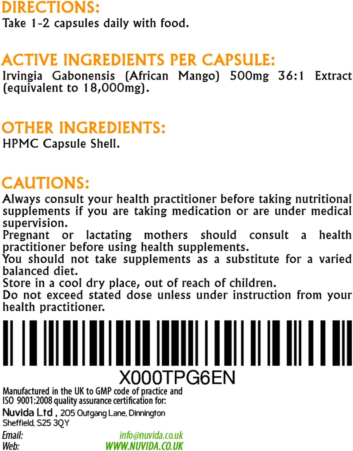 Pure African Mango Capsules, 60 High Strength 18,000mg African Mango Extract Capsules, High in Dietary Fibre - Image 3