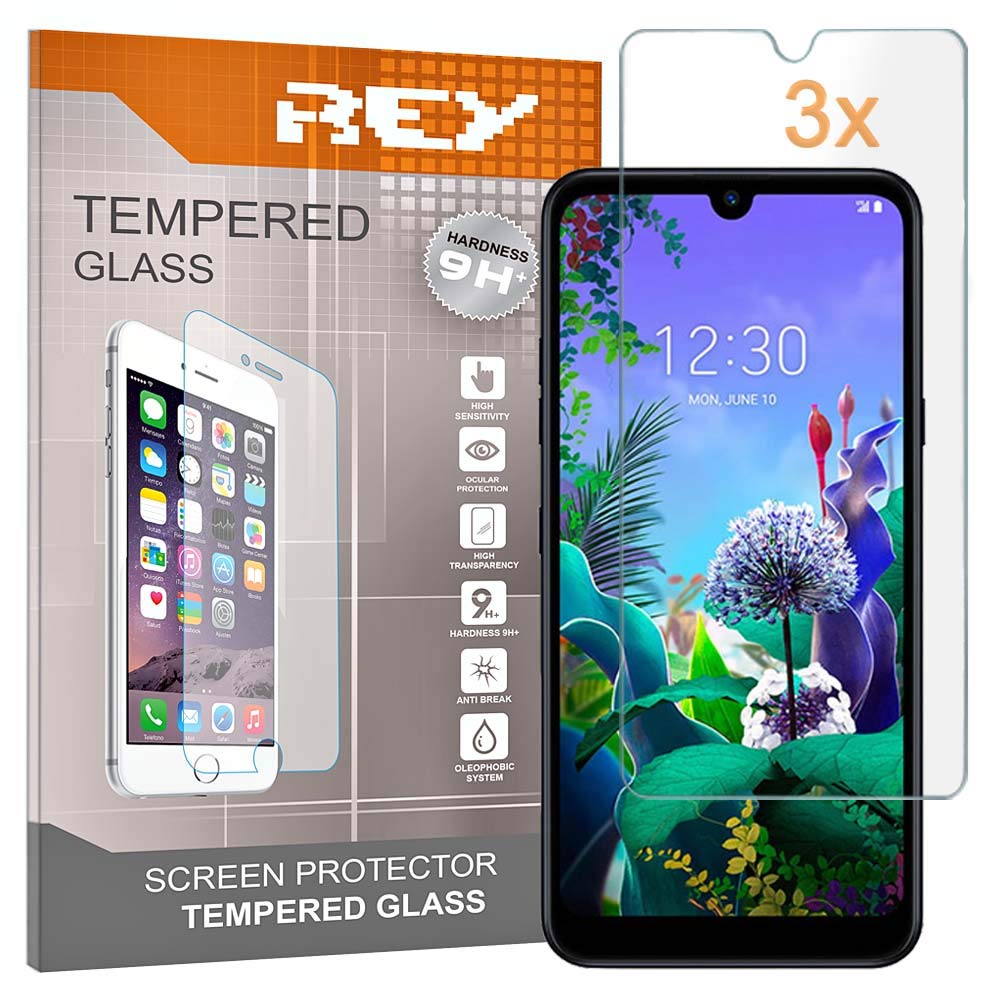 REY Screen Protector for LG Q60 - LG K50, Tempered Glass Film, Premium quality, Perfect protection for scratches, breaks, moisture, [Pack 3x]