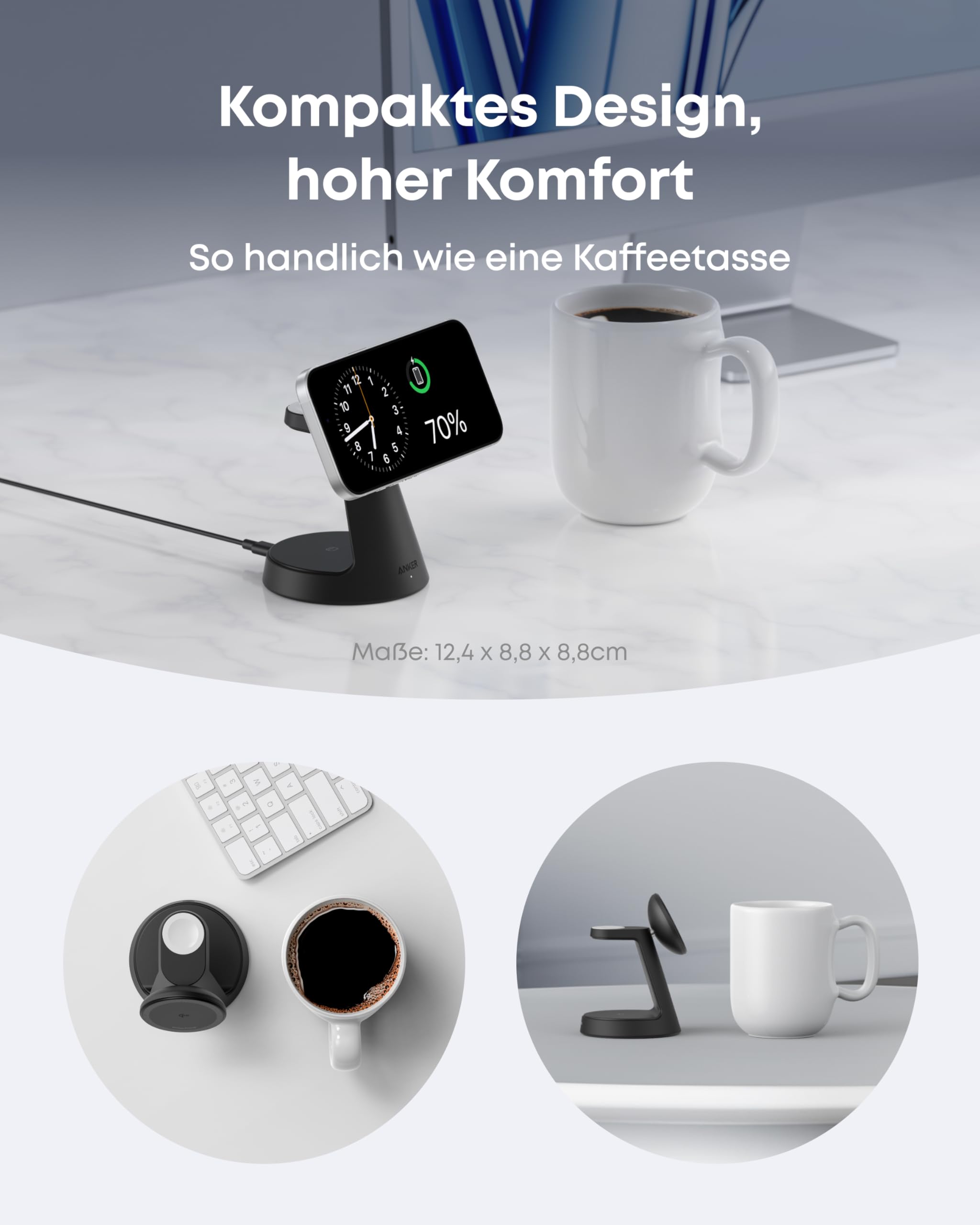 Anker MagGo 3-in-1 Ladestation Qi2 15W MagSafe kompatibel Ladegerät 4