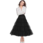 Shimaly Women's 4 Tiers Plus Puffy Petticoat 32" tea length Underskirt Midi Crinoline Tulle Petticoat Half Slip