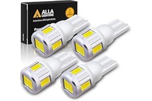 Alla Lighting 4pcs T10 194 168 LED Bulbs, 6500K Xenon White Parking, License, Interior Map, Dome, Trunk Lights 175 161 2825 W
