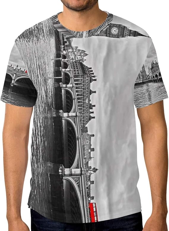 Amazon ロンドン 風景画 ロンドンブリッジ メンズ Tシャツ 半袖tシャツ おおきいサイズ 丸首 薄手 夏服 スポーツ カップル セット 吸汗速乾 ゆったり ｔシャツ 男女兼用 Tシャツ カットソー 通販