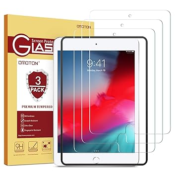 OMOTON [3 Stück] Panzerglas Schutzfolie für das Neue iPad Mini 5 2019 und iPad Mini 4, iPad Mini 5 Schutzfolie mit Schablone,