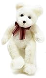 BNB Plush Polar Teddy Bear 14 inch Tall White Stuffed Animal Snuggle Toy w/ Burgundy Ribbon Bow and Easy Tie Loop for Balloon or Gift tag Black Stitched Nose and Mouth Attached Eyes, One Pal per Order