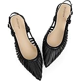 Modatope Slingback Flats for Women Pointed Toe Ballet Flats Classic Low Heel Sandals Dress Shoes