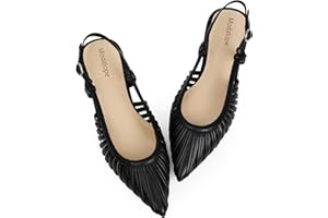 Modatope Slingback Flats for Women Pointed Toe Ballet Flats Classic Low Heel Sandals Dress Shoes