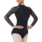 BAKPH Women's Turtleneck Dance Ballet Leotard With Durable Lace,Water-drop Hollow Back