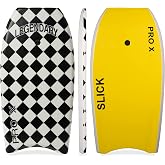 Legendary Pro X Bodyboard for Beach with Hard Slick Bottom, Boogie Boards for Kids &amp; Adults, Heat Sealed with EPS Core, Leash