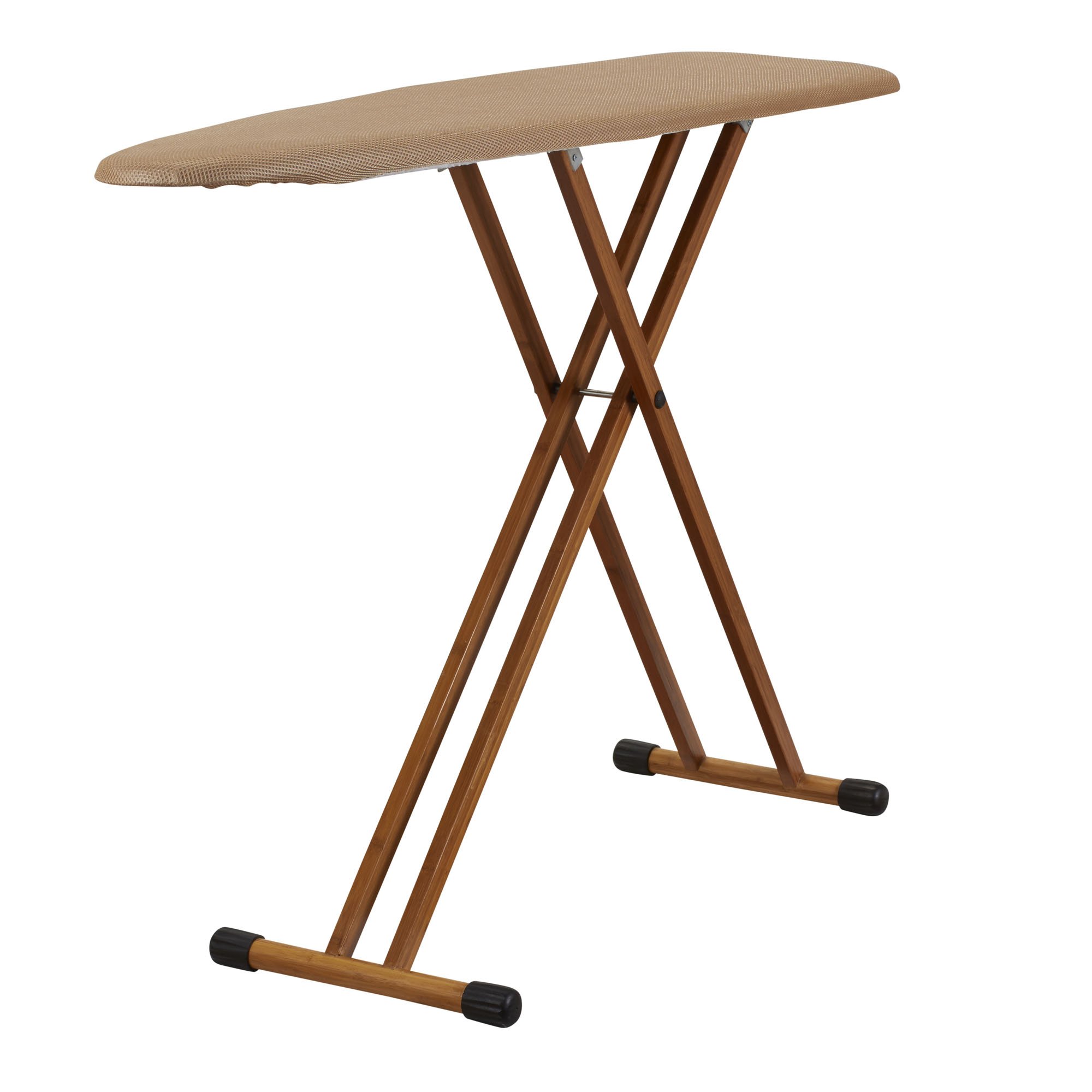 Household Essentials Steel Top Long Ironing Board with Bamboo Legs| Tan Cover | 14