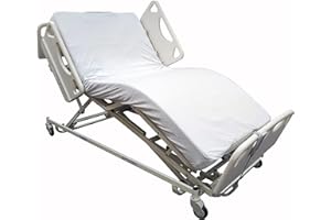 Tuffcare Century Hospital Bed, 5 Function Full Electric Long Term Care Low Bed with High Density Foam Mattress & Half Rail Package (36" W x 80" L) 600lbs Weight Limit