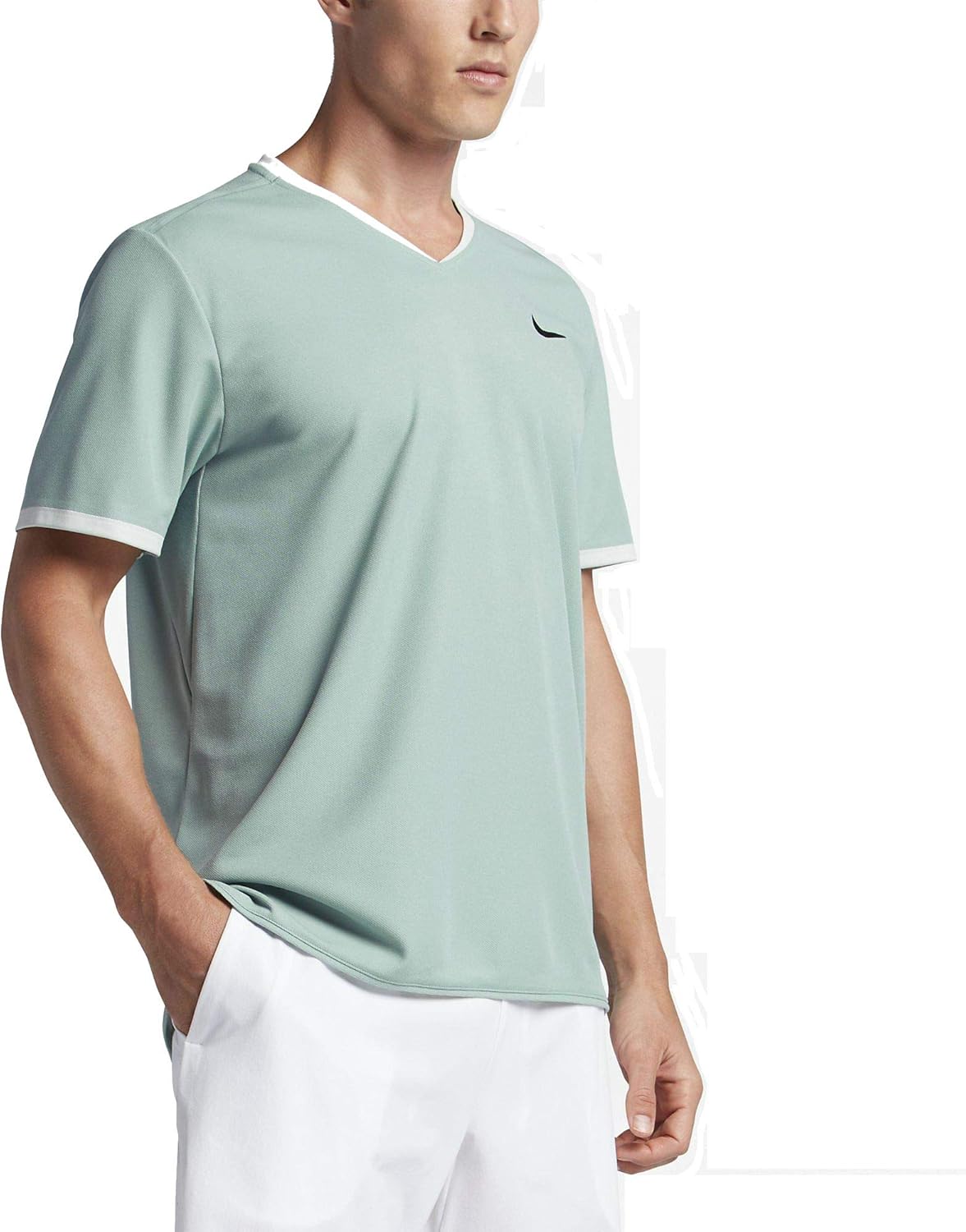 Nike Men's NikeCourt RF Dry Roger Federer Short Sleeve Tennis Shirt (Size: Large) 801710-046 Canon Green