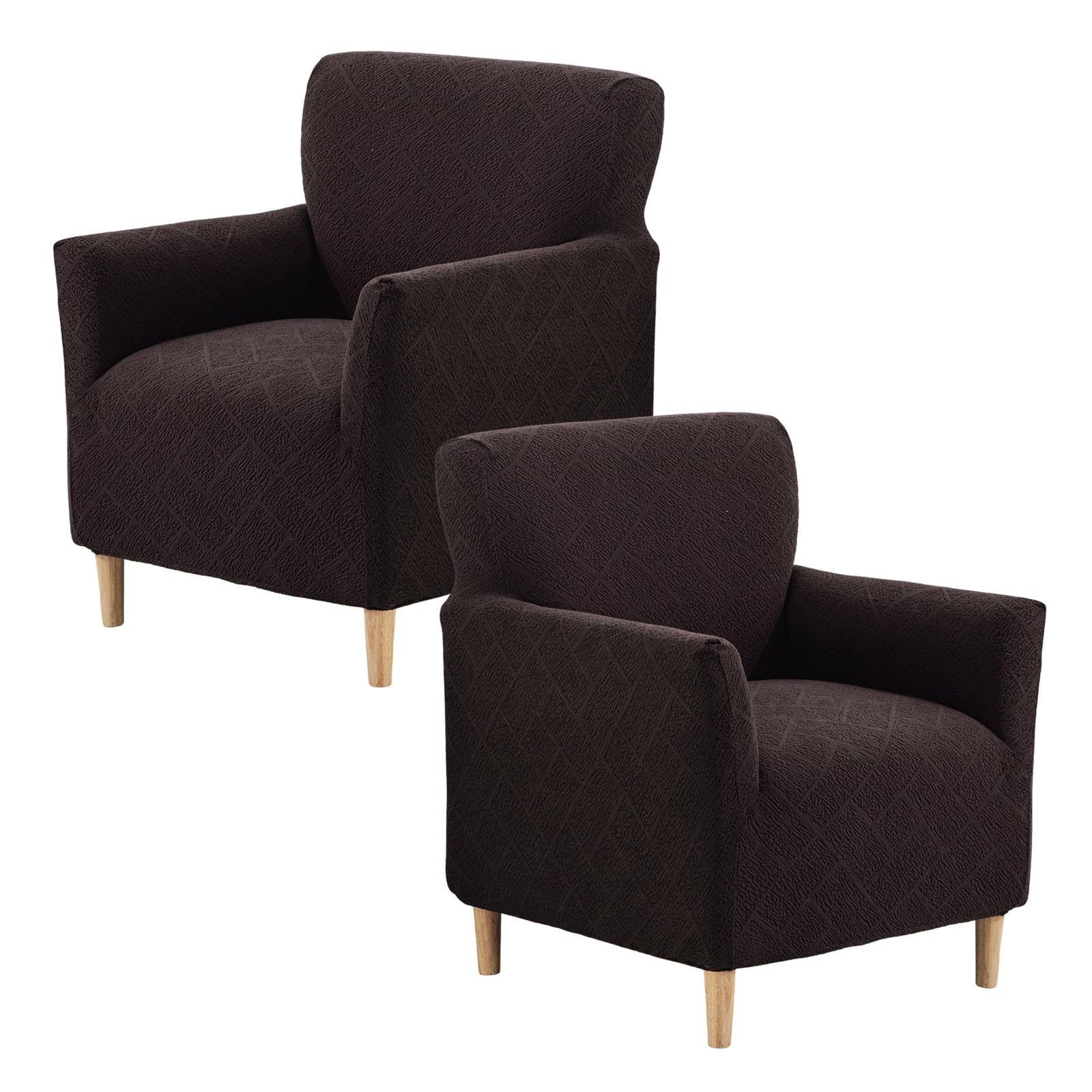 Photo 1 of GOSTADY Jacquard Banquet Armchair Slipcovers Soft Chair Covers Armchair 1-Piece Stretch Chair Covers for Living Room Nonslip Outdoor Armchair Cover Pets Friendly Furniture Protector (Coffee,2PC)