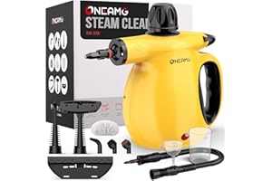 OneAmg Pressurized Handheld Steam Cleaner for home with Safety Lock, 450mL Tank & 10 Accessories, Multi-Surface Portable Steam Cleaner for Car,Furniture, Floor, Kitchen-Removes Stubborn Grime
