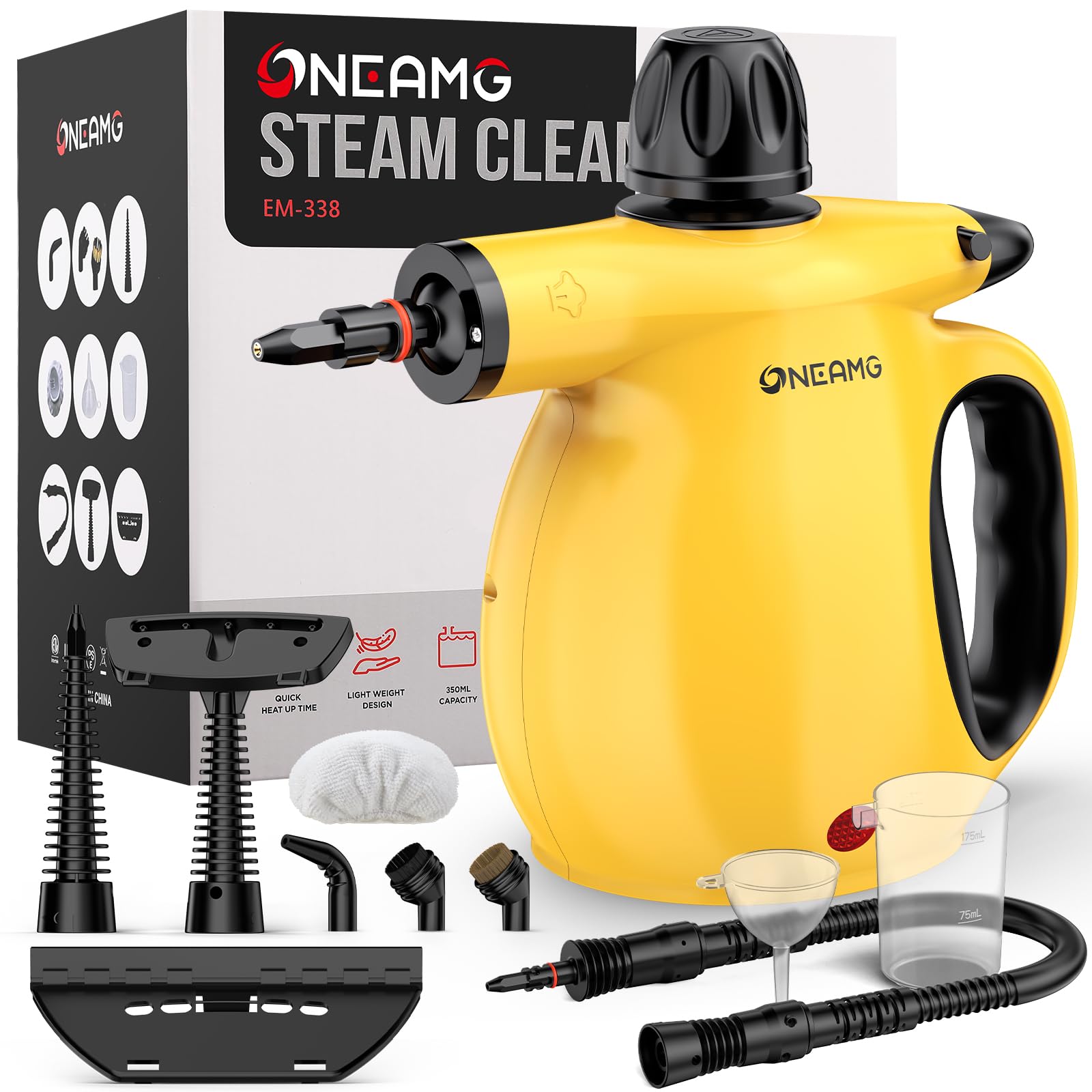 Photo 1 of *Untested*
OneAmg Pressurized Handheld Steam Cleaner for home with Safety Lock, 450mL Tank & 10 Accessories, Multi-Surface Portable Steam Cleaner for Car,Furniture, Floor, Kitchen-Removes Stubborn Grime