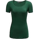OThread & Co. Women's Short Sleeve T-Shirt Scoop Neck Basic Layer Stretchy Shirts