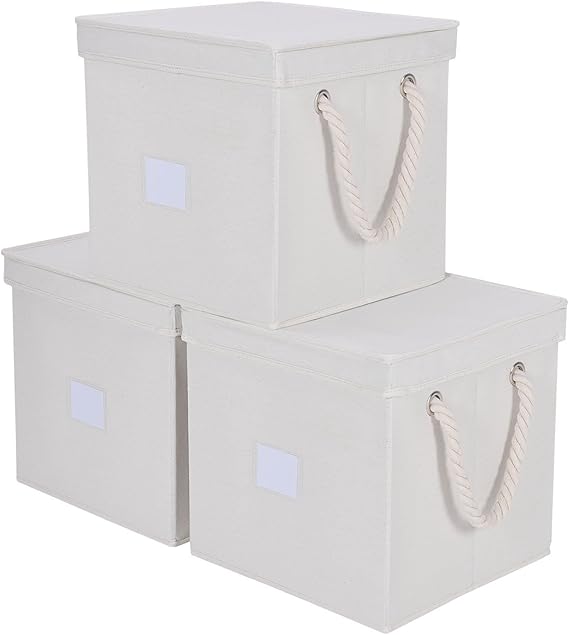 StorageWorks Foldable Storage Cubes with Lids, Stackable