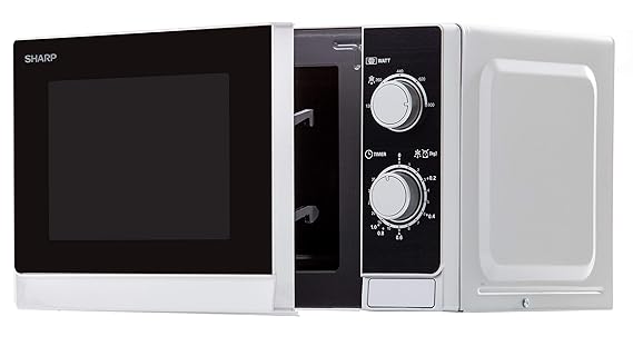 Sharp R-200(IN) W Microondas 20L, Control Mecánico, 800W, Silver, 800 W, 20 litros, Blanco