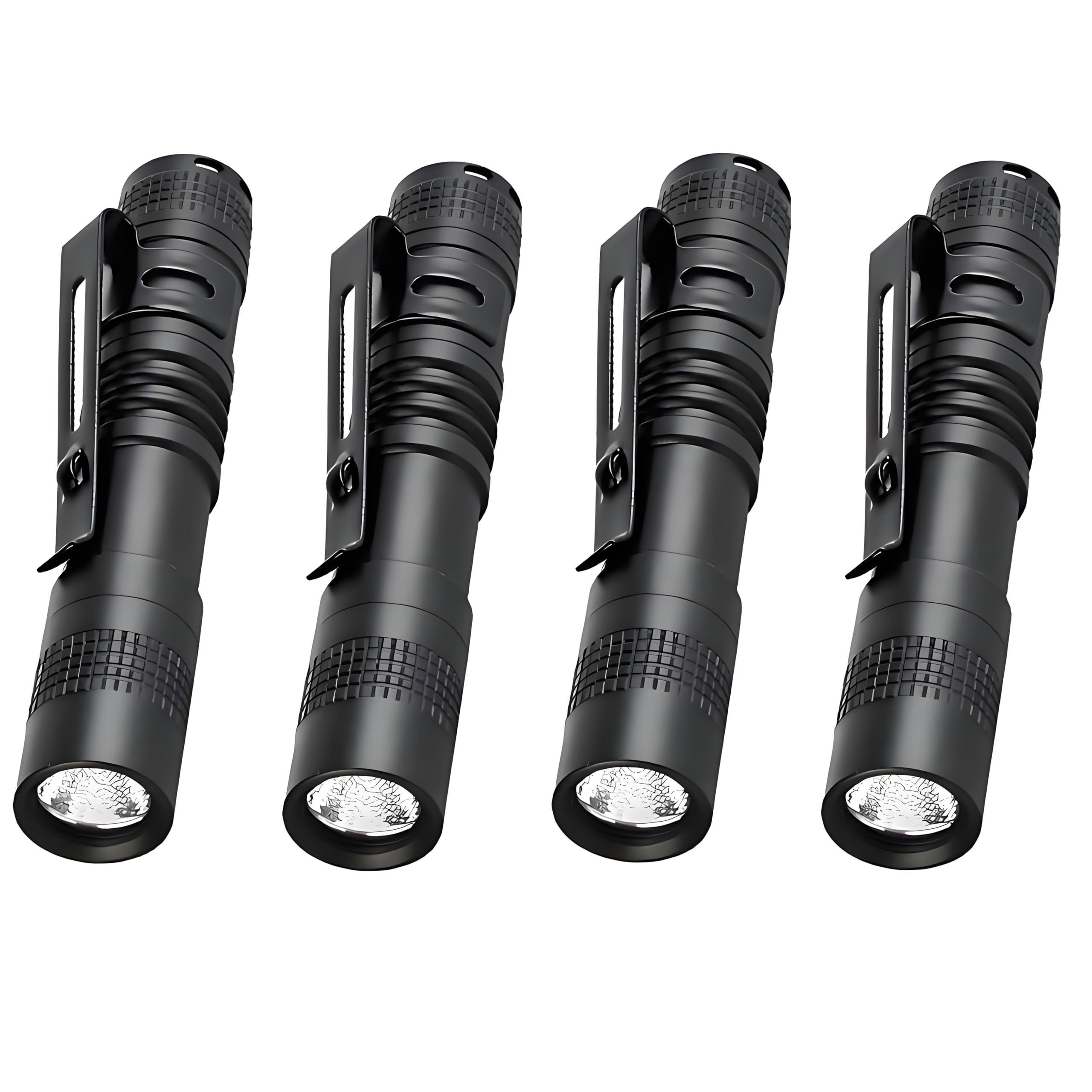 Pocketman 900LM Ultra Slim Portable R3 Mini LED Flashlight Belt Clip Pen Light Tactical Torch(9 CM),4 Pack