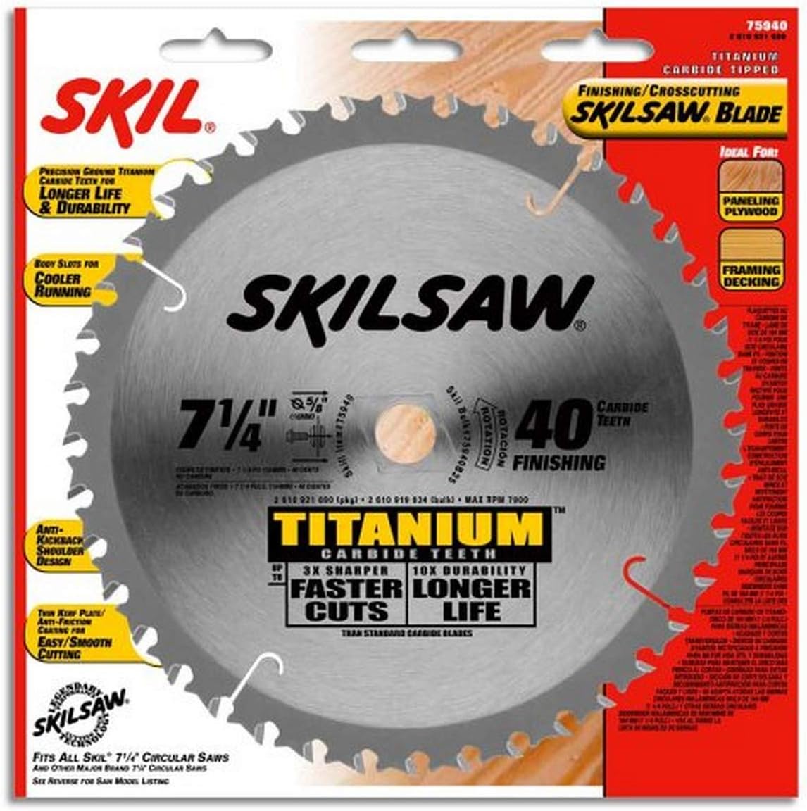 SKIL 75940 Titanium 71/4Inch 40 Tooth ATB Thin Kerf Crosscutting Saw