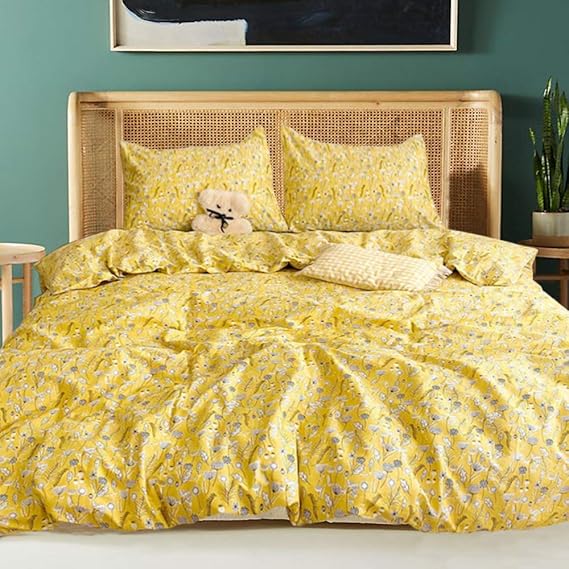 Wellboo Yellow Floral Comforter Sets Women Bedding Sets