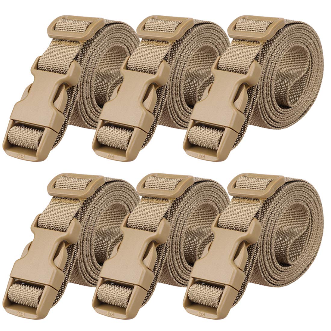 Magarrow Luggage Straps Adjustable Travel Accessories Packaging Suitcase Travel Buckle Belt Non-Slip Packing Belt (Brown- 6pcs)