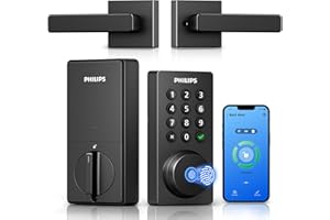 Philips WiFi Keypad Door Lock with Handle, Built-in WiFi, APP/Voice/Fingerprint/Passcode/Key Unlock, Smart Lock for Front Door, Complete Front Door Lock Set, Keyless Entry, Digital Deadbolt, Auto-Lock