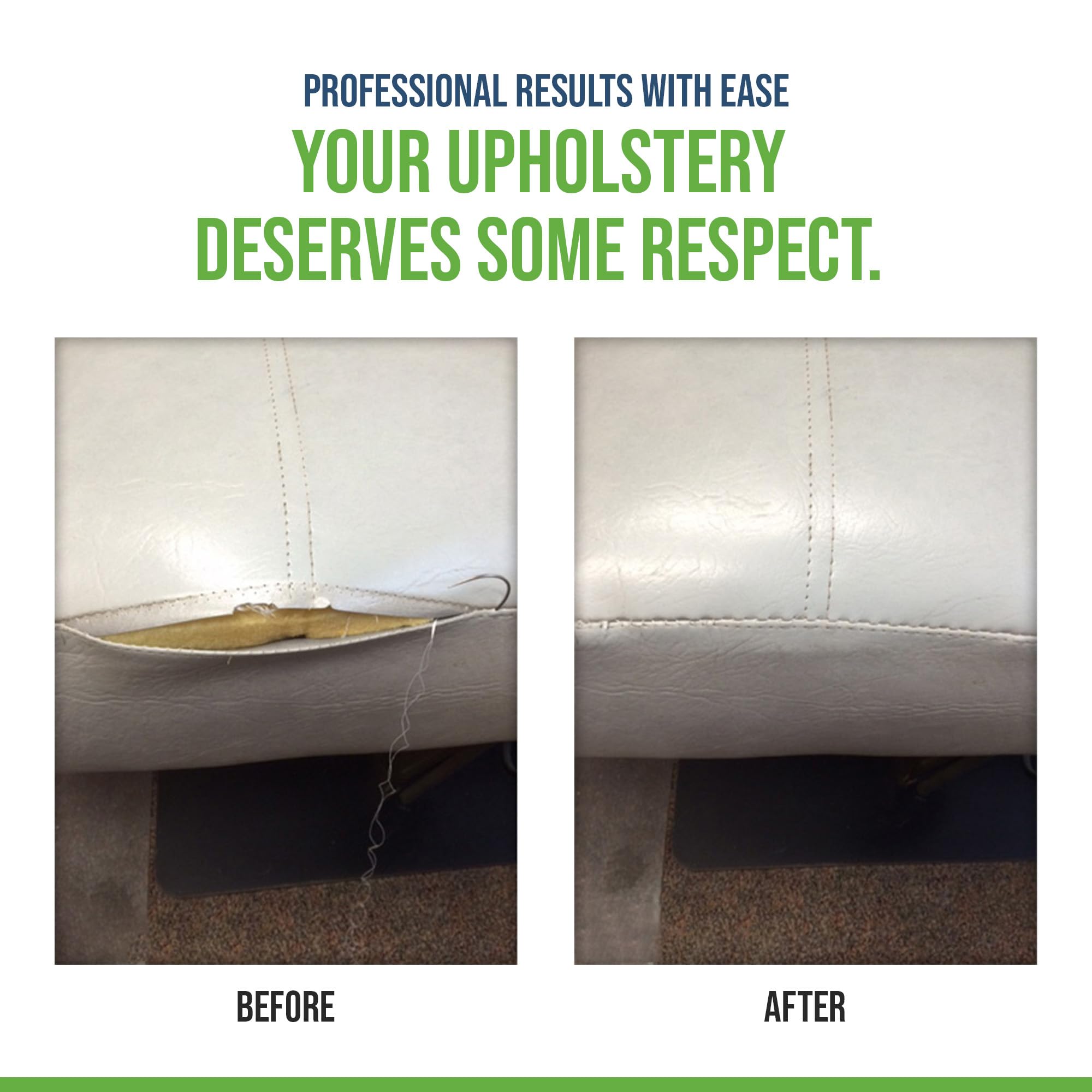 Finyl Fix Seam Stitch Repair Kit | Restore Seam Damage on Vinyl, Fabric, Leather, Heavy Canvas on Car/Boat Seats, Furniture, Clothes | Vinyl Repair Kit, Sewing Kit with Black & White Thread