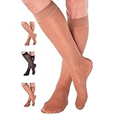 Made in USA - Sheer Compression Socks for Women 8-15 - Support Stockings - A107