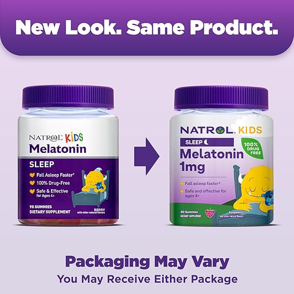 NATROL KIDS MELATONIN GUMMIES 1MG, CHILDREN’S MELATONIN FOR RESTFUL SLEEP, 90 RASPBERRY-FLAVORED SLEEP GUMMIES, 90 DAY SUPPLY