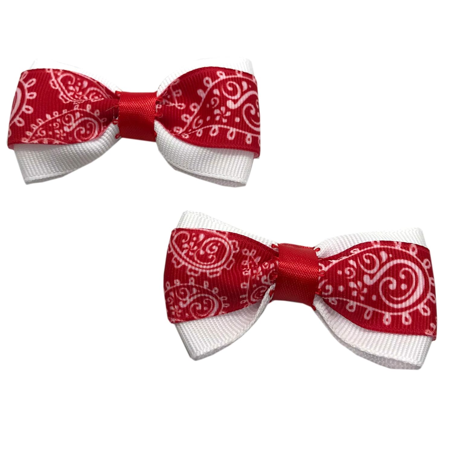 Amazon Com Handmade Girls Red And White Hair Bow Set Little Girl