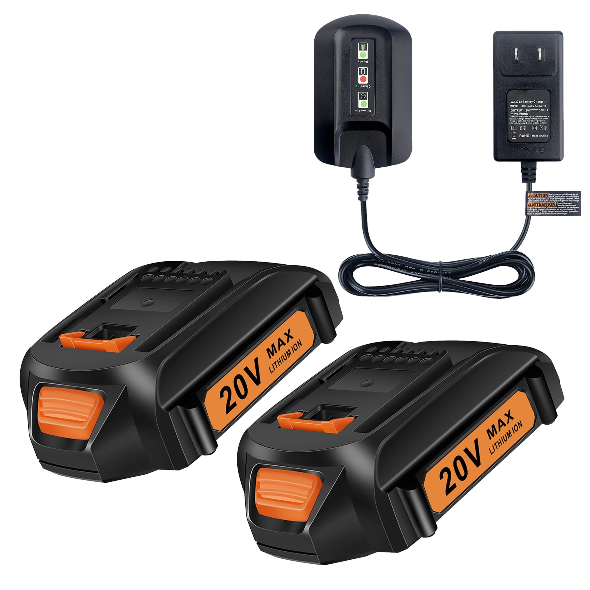 Photo 1 of ?2Packs Replacement WA3525 20V Battery and Charger Combo Compatible with Worx 20V Battery WA3520 WG151s WG155s WG251s WG255s WA3525