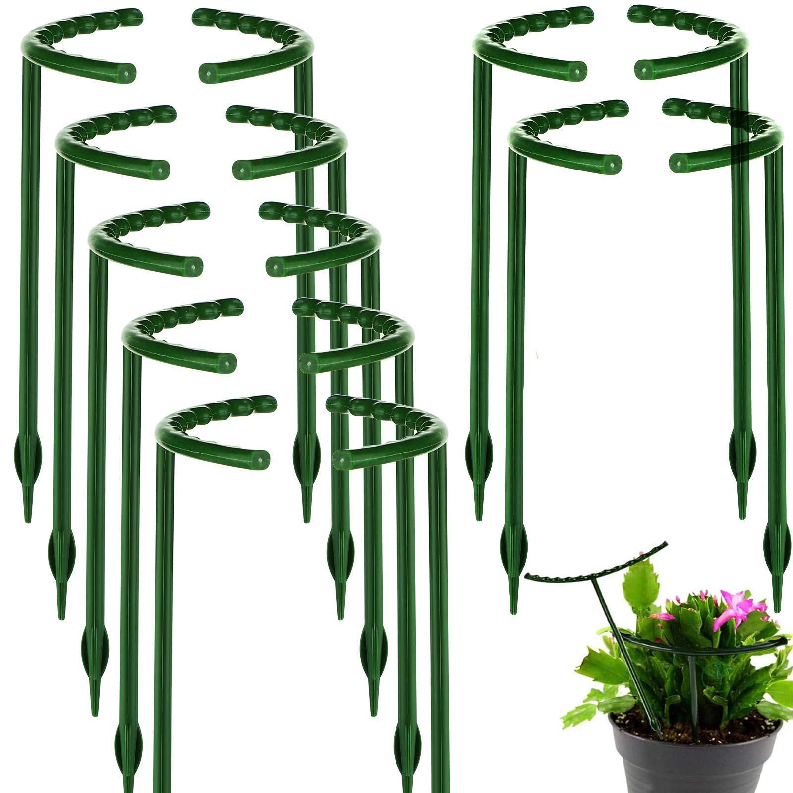 Photo 1 of 14Pcs Plant Support Stake Half Round Plant Support Ring Garden Flower Support for Tomato, Hydrangea, Indoor Plants, 6.3" Wide X 10.3" High
