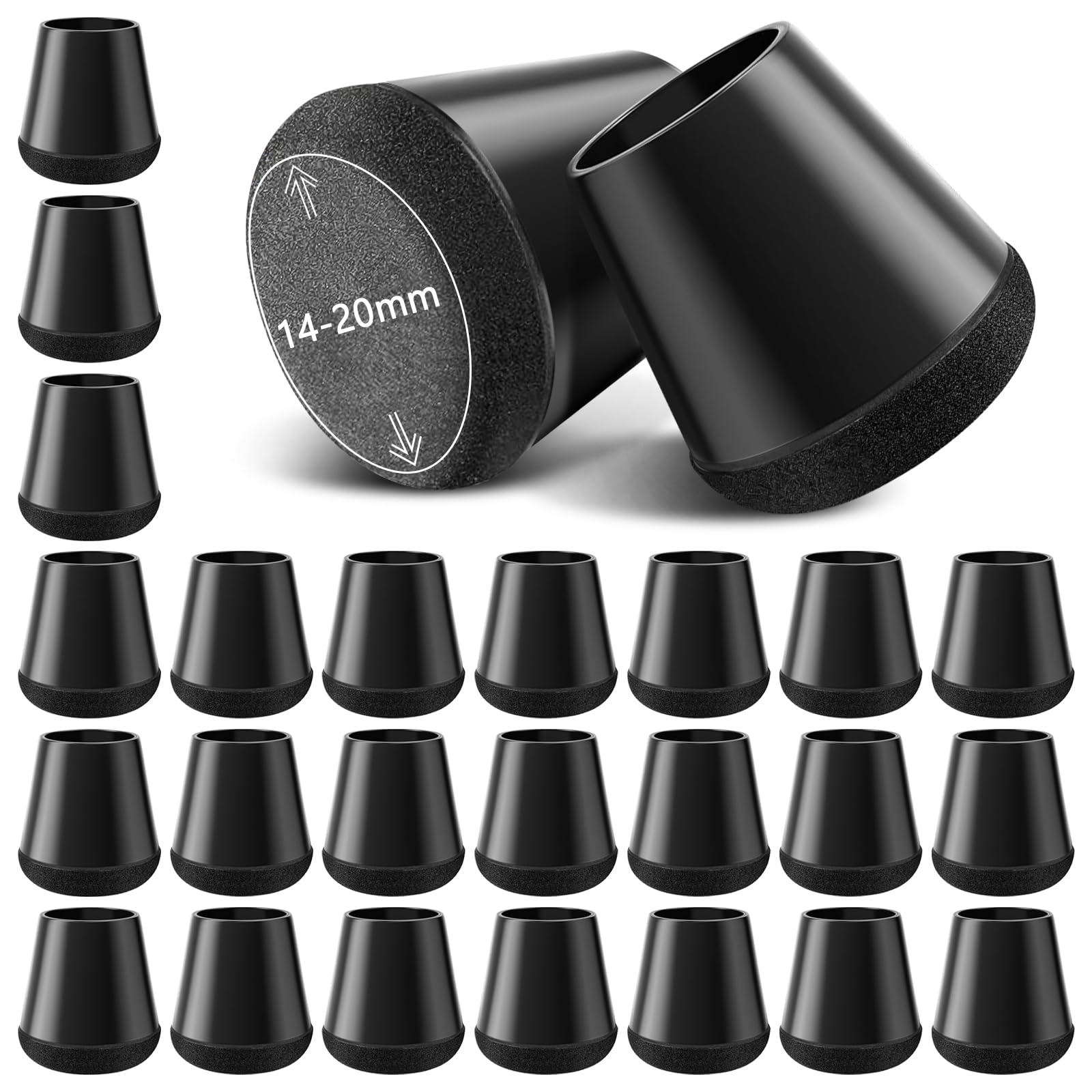 Lytool Chair Leg Floor Protectors, 26pcs Silicone Chair Leg Caps 14-20mm with Wrapped Felt, Furniture Feet Protectors Pads, Chair Feet Floor Protectors
