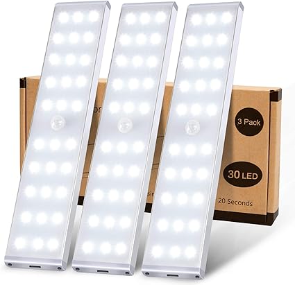 Amazon センサーライト 室内 人感センサー クローゼットライト Ksq 30 Led超高輝度キッチンライト フルスクリーンイルミネーションと充電式キャビネットledライト キッチンワードローブ用のアンダーキャビネットライト寝室の階段廊下 3パックledバー ライト Generic