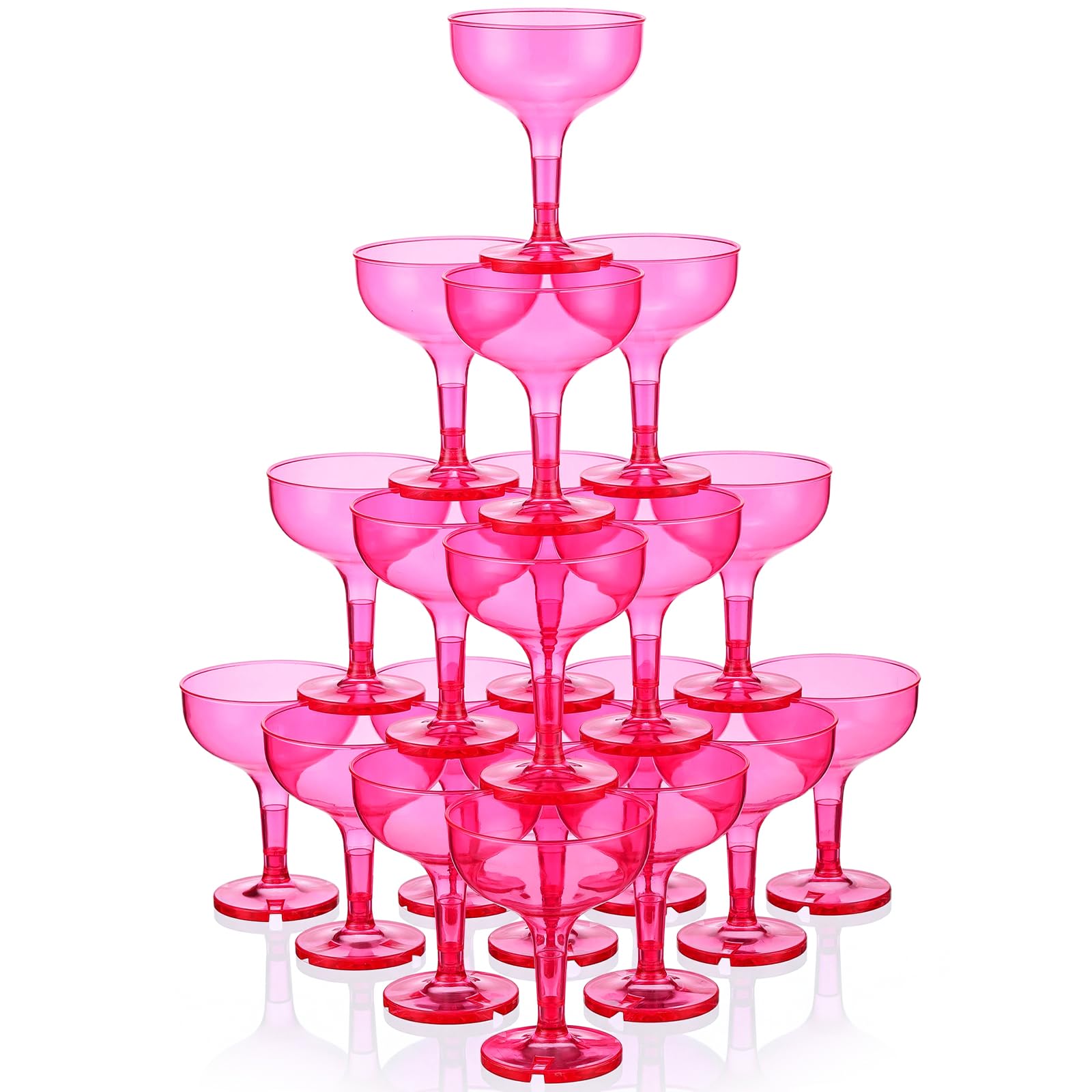 Photo 1 of Zopeal 30 Pcs Champagne Coupe Glasses 5 oz Plastic Champagne Tower Disposable Martini Glasses Stackable Stemmed Margarita Coupe for Wedding Birthday Halloween Party Bar(Hot Pink,Translucent)
