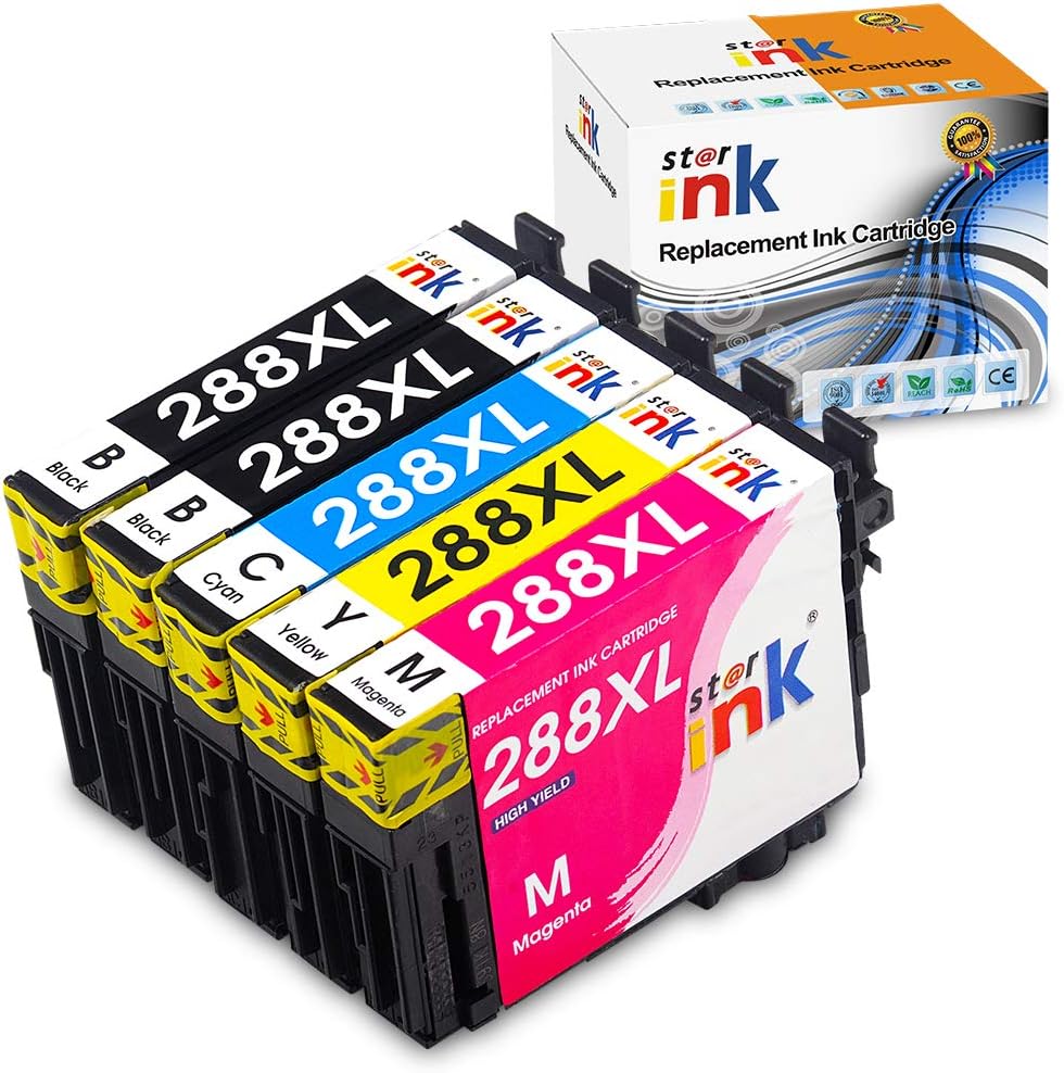 Starink Remanufactured Ink cartridges Replacement for Epson 288 XL 288XL T288 T288XL Work for Expression Home XP-440 XP-330 XP-340 XP-430 XP-434 XP-446 Printer, 5 Packs