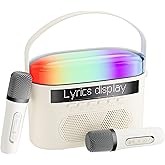 Konylsc Karaoke Machine,Karaoke Machine with Lyrics Display,Portable Bluetooth 5.3 Karaoke Speaker with Upgraded Dual Speakers for Kids and Adults,with White Noise and Night Light Function