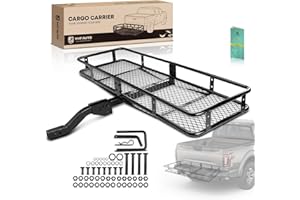 YHTAUTO Universal Car Cargo Carrier, 60" L x 21" W x 8.5" H Tow Trailer Cargo Basket, 500 Lbs Heavy Duty Steel Luggage Cargo 