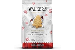 Walker's Mini Shortbread Christmas Trees, Holiday All Butter Cookies - 125g Bag