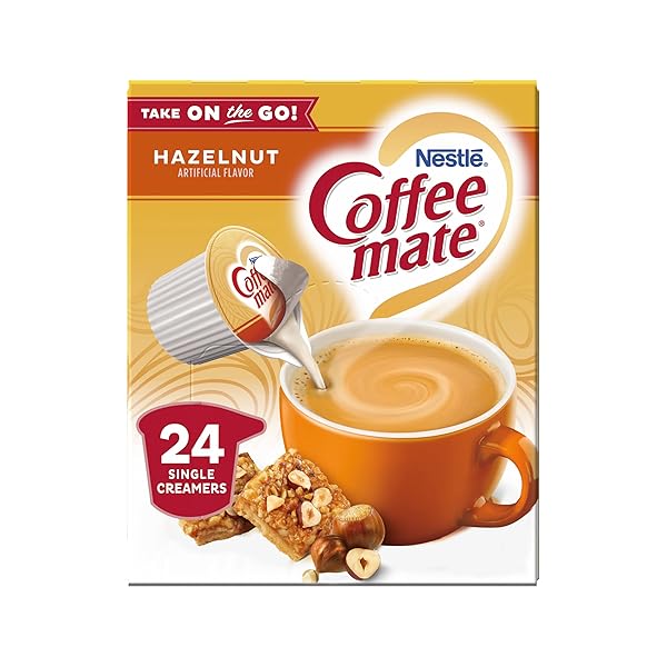 COFFEE-MATE COFFEE CREAMER LIQUID SINGLES, HAZELNUT, 24 COUNT (PACK OF 4)