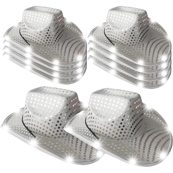 Tisancy 20 Pack Lights Cowboy Cowgirl Hat LED Flashing Light  display picture 3